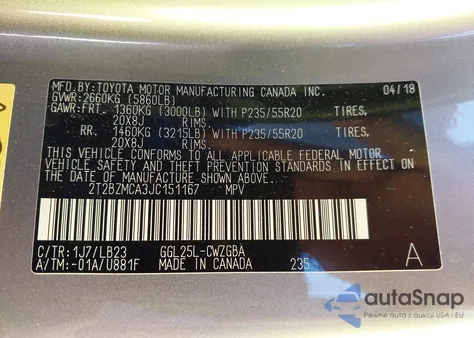 2018 Lexus Rx 350 from USA, damaged, VIN 2T2BZMCA3JC151167